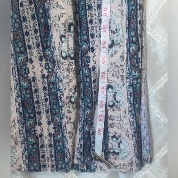 LUSH Boho Indie Print Pattern Empire Long Maxi Dress W Side Leg Slit-Size Large - Picture 9 of 16